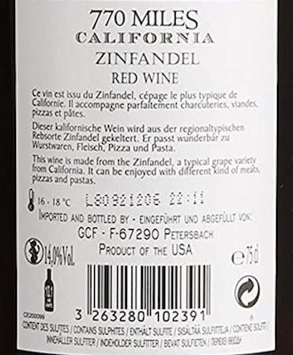 770 Miles   trockener Rotwein Zinfandel aus Kalifornien für 3€   Prime