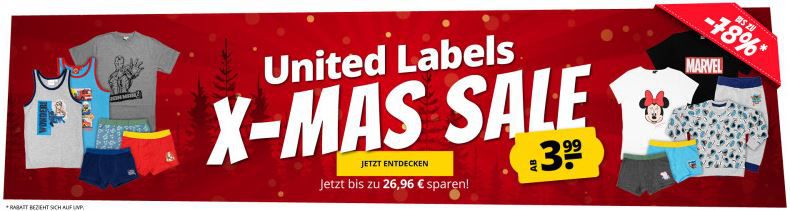 SportSpar: United Labels Merch X Mas Sale ab 3,99€ zzgl. Versand