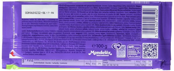 Milka Ganze Haselnuss Schokolade, 100g für 0,85€   Prime