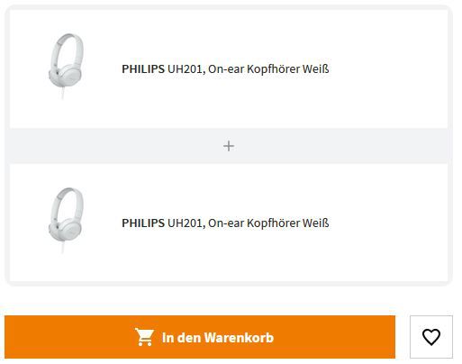 2x Philips UH201, On ear Kopfhörer in Weiß für 11€ (statt 30€)