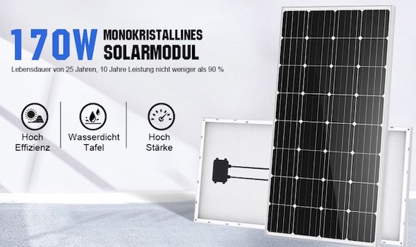 Eco Worthy 170 Watt 12 Volt Solarpanel für 144,49€ (statt 160€)