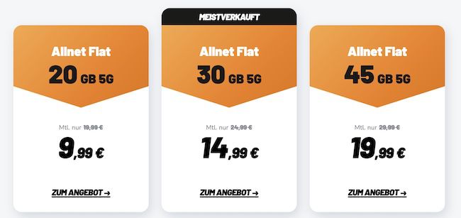 Telekom Tarife von klarmobil mit 20GB / 30GB / 45GB + Allnet ab 9,99€ mtl.