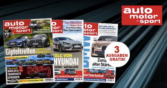 Mal testen? 🚗 3 Ausgaben auto motor und sport für einmalig 3€