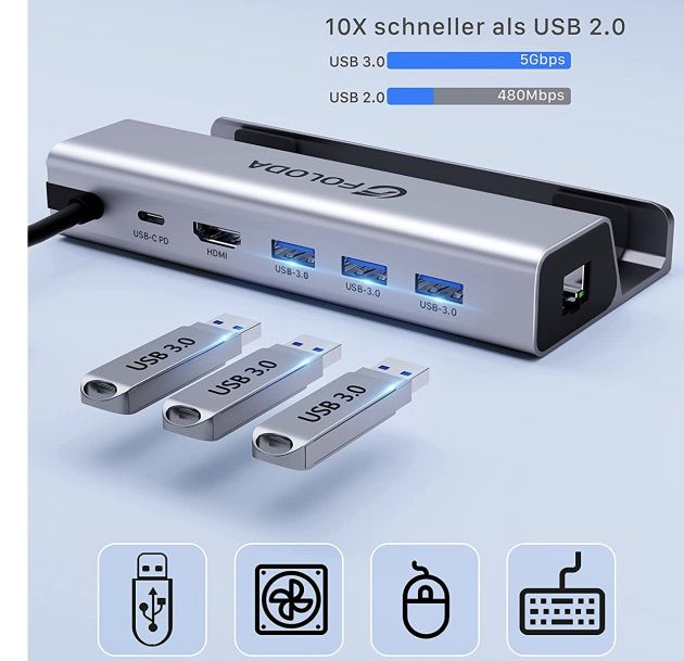 FOLODA 6in1 Docking Station für Steam Deck mit 4K@60Hz, 3x USB 3.0 für 34,99€ (statt 45€)