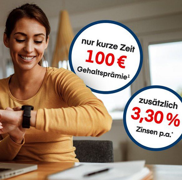 1822direkt kostenloses Girokonto + 100€ Prämie + 75€ KwK + 3,30% Zinsen