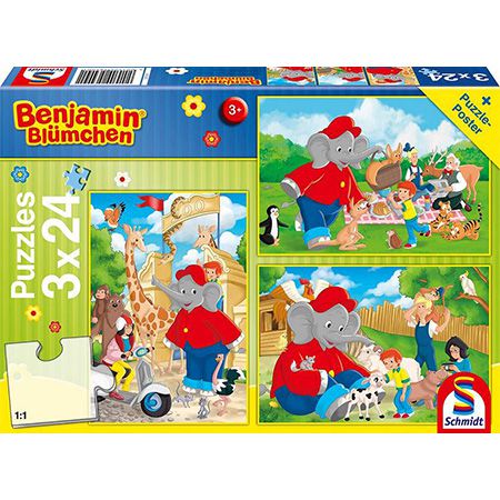 Benjamin Blümchen Im Zoo 3×24 Teile Puzzle für 4€ (statt 11€)