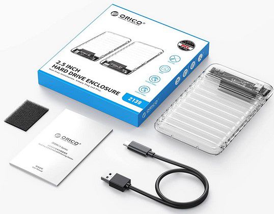 ORICO 2.5 Festplattengehäuse (Sata auf USB C) für € 6,59€ (statt 11€)