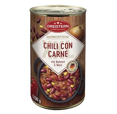 🥫 Dreistern Chili con Carne (je 1.200g) für 3,60€ (statt 5€)