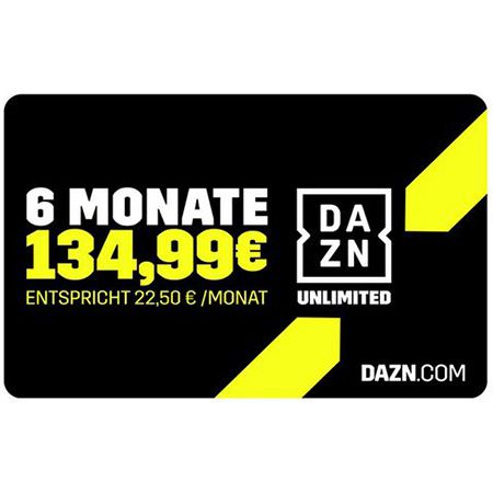 Unlimited DAZN Gutscheinkarte für (statt Monate 6 180€) 134,99€