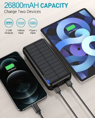 Diaidiai Solar Powerbank mit 26.800mAh für 22,74€ (statt 35€)   Prime