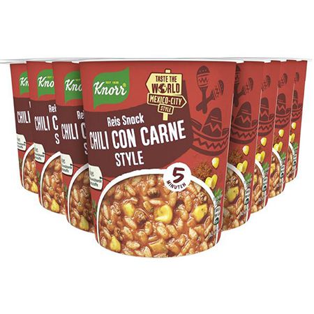 🌶️ 8x Knorr Taste the World Reis Snack Chili con Carne Style ab 8,52€ (statt 12€)