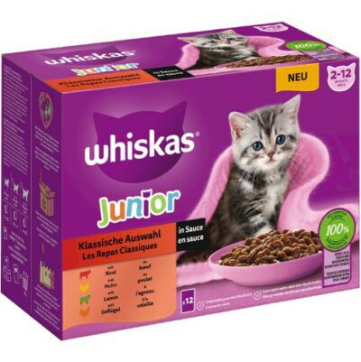 Whiskas Junior Klassiche Auswahl in Sauce 48 x 85g ab 13,58€ (statt 19€)