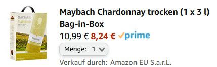Maybach (statt 8,24€ Liter ab Chardonnay 14€) Bag-in-box 3 Trocken