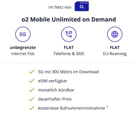 🔥 o2 Allnet Flat mit Unlimited 5G für 26,99€ mtl.   Monatlich kündbar!