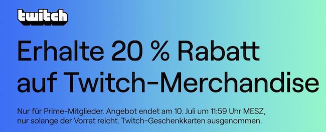 Prime: 20% Rabatt auf Twitch Merchandise (Hoodies uvm.)