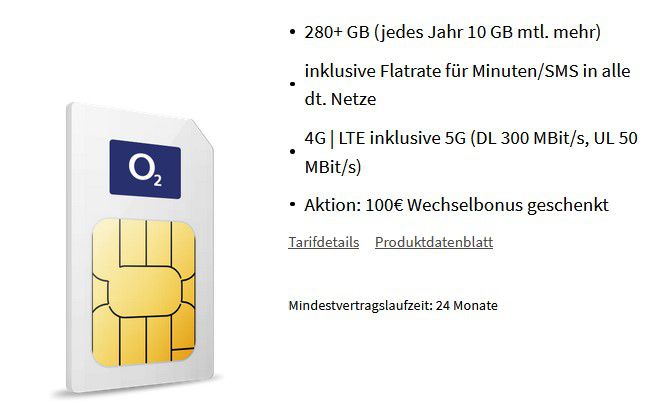 O2 AllNet und SMS Flat + 280 GB Daten für eff. 25,49€ mtl. dank 900€ MediaMarkt Coupon