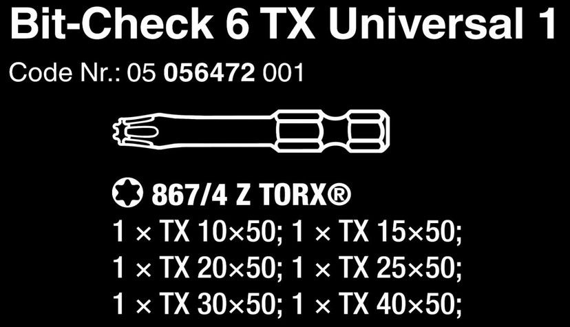 Wera Bit Check 6 teiliges TX Sortiment für 9,87€ (statt 15€)