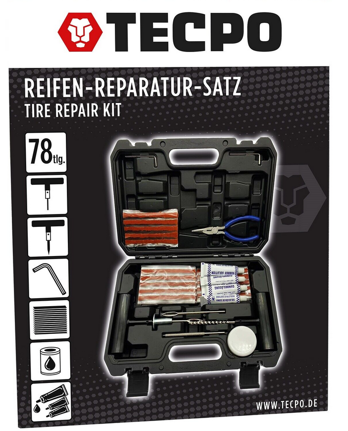 TECPO Reifenreparaturset 78 Teile im Koffer für 17,99€ (statt 22€)