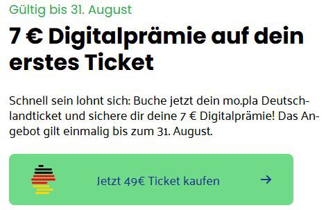 Deutschlandticket für 42€ im ersten Monat (statt 49€)