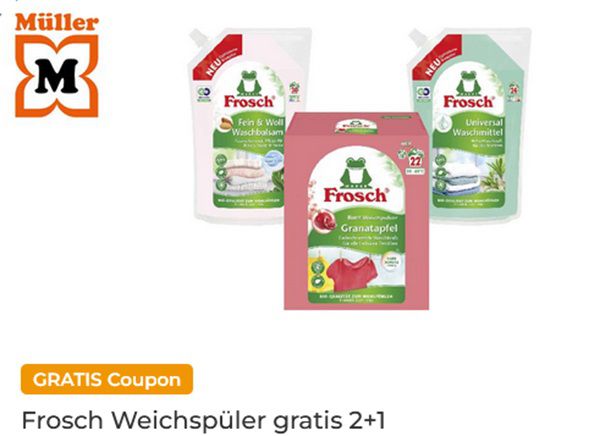 Couponplatz: 2x Froschwaschmittel kaufen und 1x Frosch Weichspüler gratis