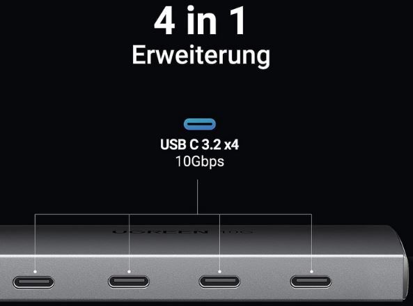 UGREEN 4 in 1 USB C Hub mit 4 USB C 3.2 Ports für 25,19€ (statt 36€)