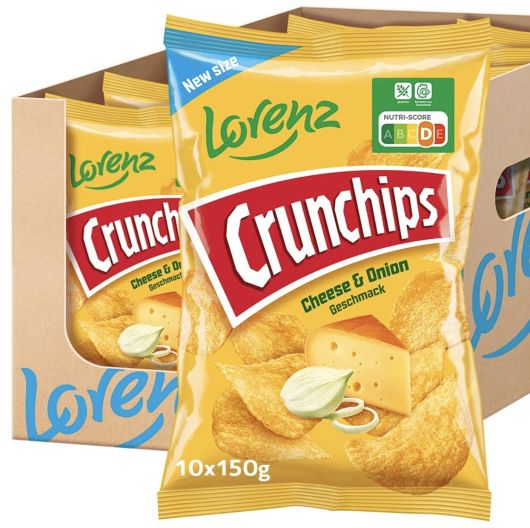 🧀 10x Lorenz Crunchips Cheese & Onion (je 150g) ab 13,36€ (statt 20€)