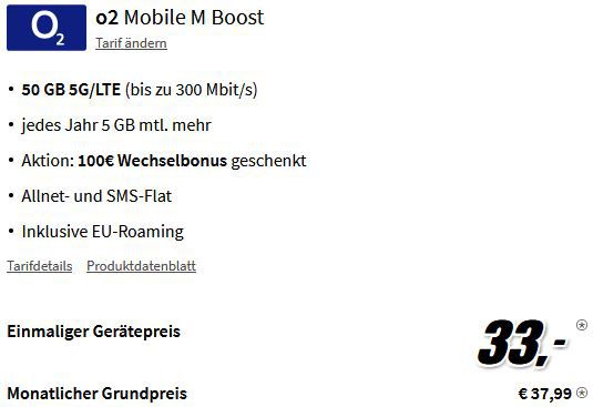 Honor Magic 5 Pro (512GB) für 33€ + o2 Flat mit 50GB für 37,99€ mtl. + 100€ Bonus