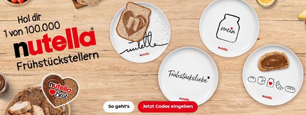 Mit dem Kauf von Nutella Frühstücksteller gratis abstauben