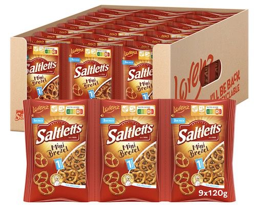 9x 120g Lorenz Snack World Saltletts Mini Brezel ab 8,18€