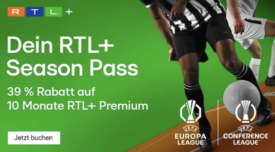 ⚽🏈 10 Monate RTL+ (Raab TV) inkl. Season Pass (UEFA Fußball, NFL Football) für 54,99€ (statt 90€)