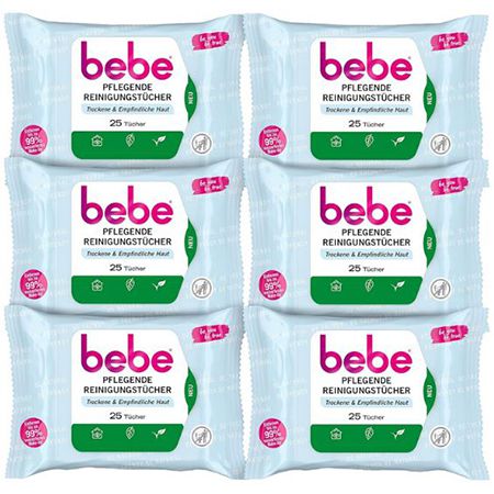 6 x 25er Pack Bebe Pflegende Reinigungstücher mit Kokoswasser ab 9,40€ (statt 12€)