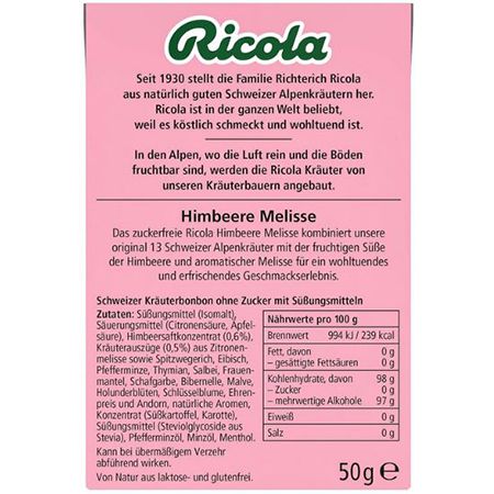 Ricola Himbeere Melisse Kräuter Bonbons, 50g Böxli ab 1,32€