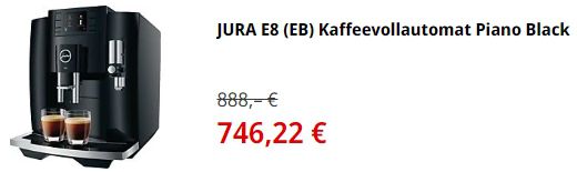 JURA E8 Kaffeevollautomat EB für 746€ (statt 879€)