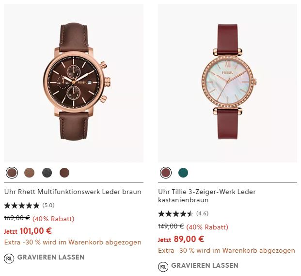 ⌚Fossil Herbst Sale   65% Rabatt statt 30%