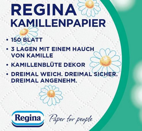 3 x 16 Rollen Regina 3 lagiges Toilettenpapier mit Kamille für 12,20€ (statt 19€)