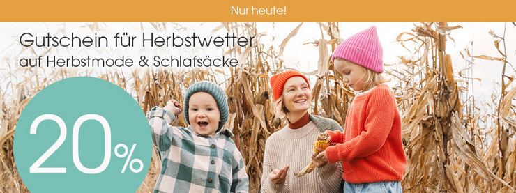 Babymarkt: Herbstmode & Schlafsack Sale + 20% Extra   Nur Heute!