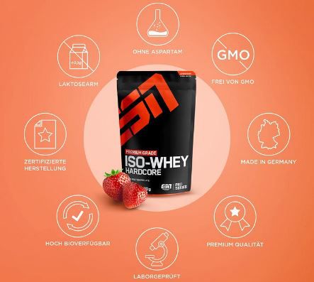 1Kg ESN Isowhey Hardcore Protein Pulver, Strawberry für 35,89€ (statt 45€)