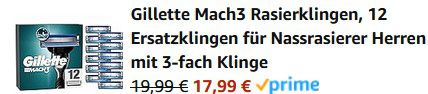 Gillette Mach3 Rasierklingen 12 Pack ab 17,99€ (statt 24€)