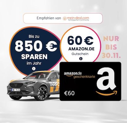 Kfz-Versicherung wechseln (bis zu 850€/Jahr sparen) + Prämie: 60€ Gutschein