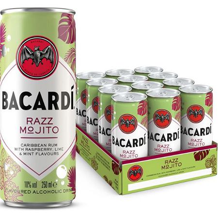 🍹 12er Pack Bacardi Razz Mojito Dose, 10%, 250ml ab 26,90€ (statt 33€)