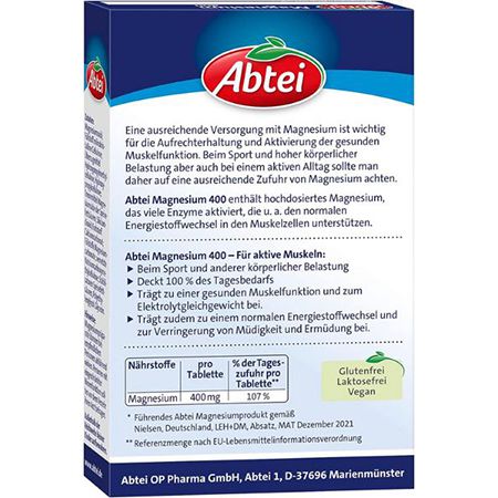 90er Pack Abtei Magnesium 400mg Tabletten ab 6,73€ (statt 9€)