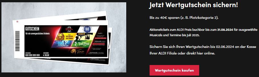 Musicals für 69€ (Kat. 2) z.B. König der Löwen, Eiskönigin, Tina, Tanz der Vampire