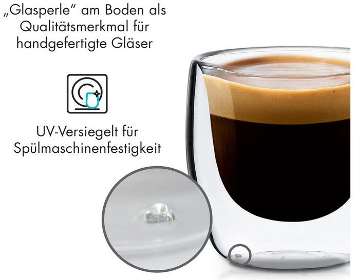 6x Glaswerk Design Espresso Gläser doppelwandig für 17,25€ (statt 35€)