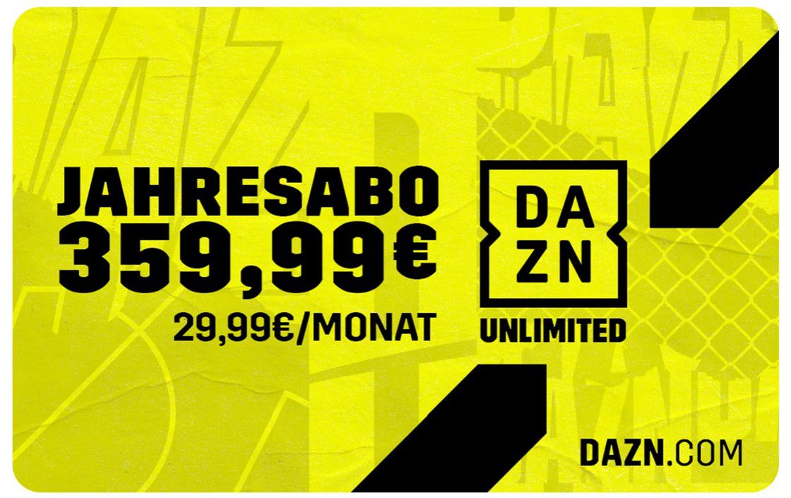 ⚽ 12 Monate DAZN Unlimited Geschenkkarte für 359,99€ (statt 540€)