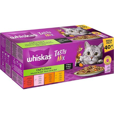 40er Pack Whiskas 1+ Katzenfutter Tasty Mix Chef´s Choice ab 9,89€ (statt 14€)