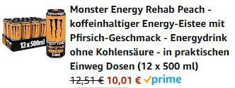 12x Monster Energy Rehab Peach Energy Iced Tea ab 10€ (statt 18€)