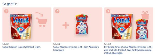 dm: 1x Somat Produkt kaufen & Somat Maschinenreiniger Tabs gratis dazu