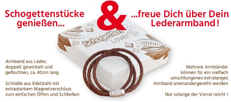 Gratis Lederarmband mit dem Kauf von Schogetten Schokolade