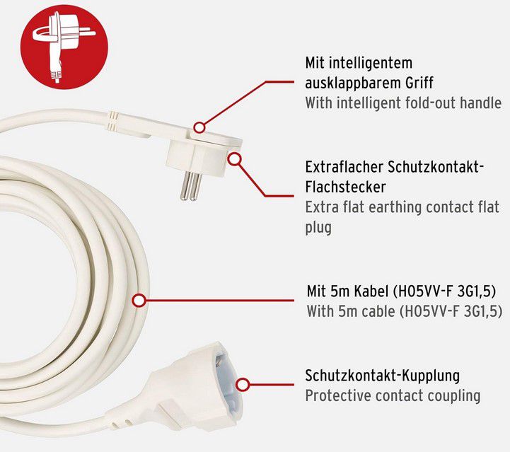 Brennenstuhl Verlängerungskabel mit Flachstecker 5m für 6,99€ (statt 12€)