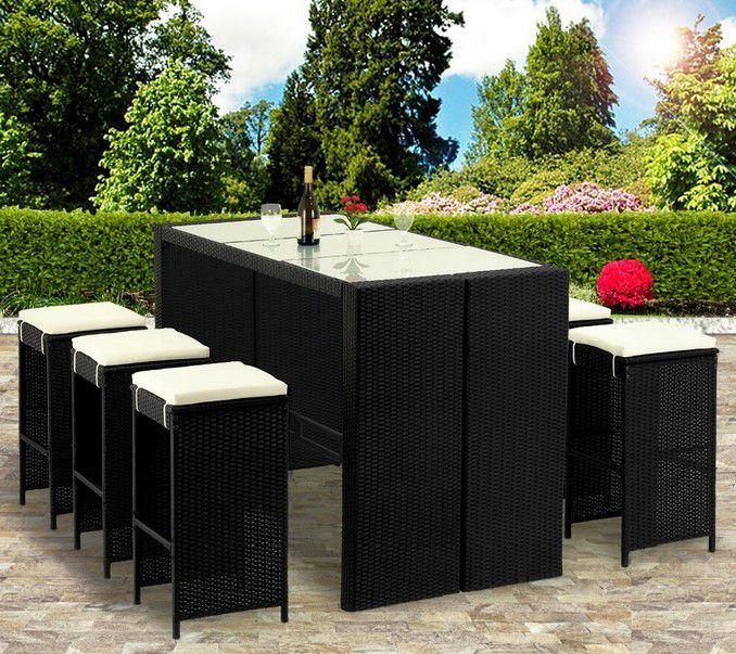 Casaria Gartenbar 7 tlg. Polyrattangruppe für 399,95€ (statt 474€)